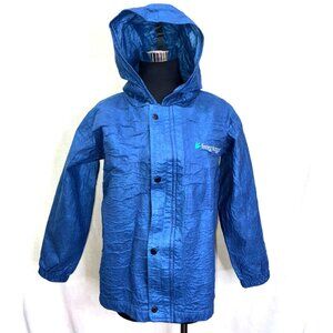 Frogg Toggs Hooded Rain Jacket Royal Blue Lightweight No Pockets Sz S .k